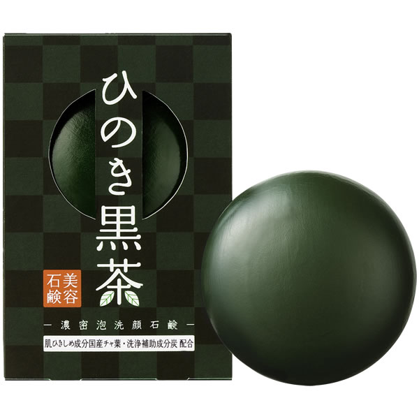 ひのき黒茶石けん 80g 泡立てネット付 【0024】