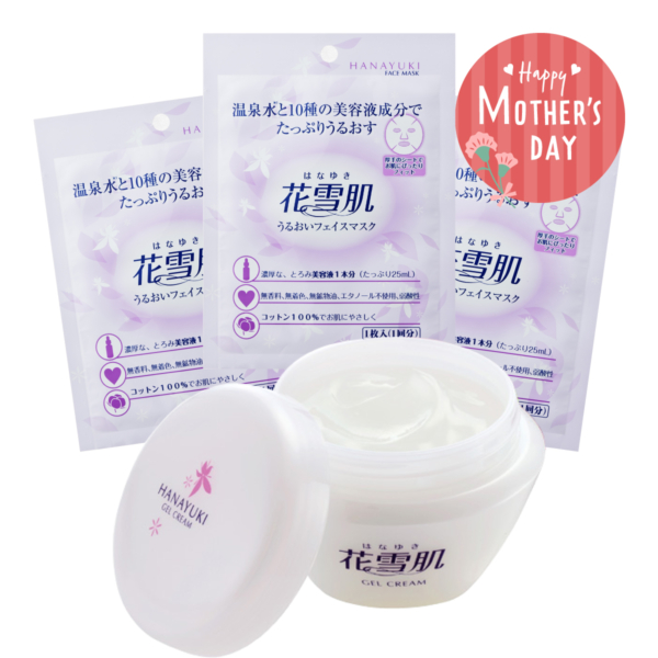 【母の日ギフト】花雪肌 ジェルクリーム 110g＋うるおいフェイスマスク3枚セット