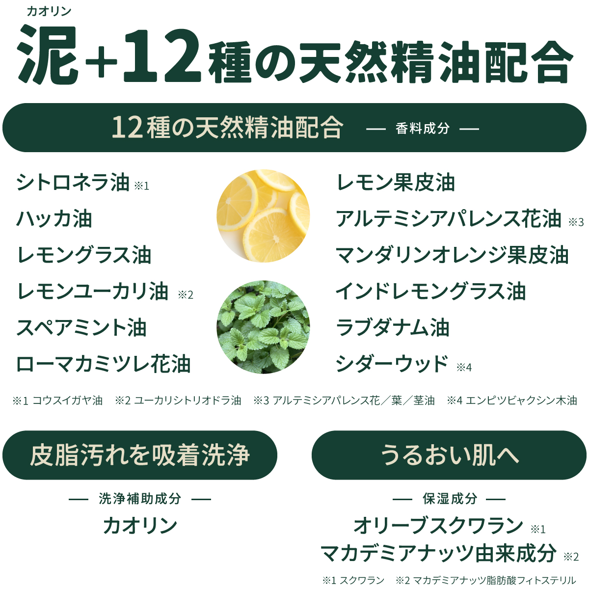 泥+12種の天然精油配合